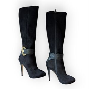 Guess Black Knee High Heel Boots EUC